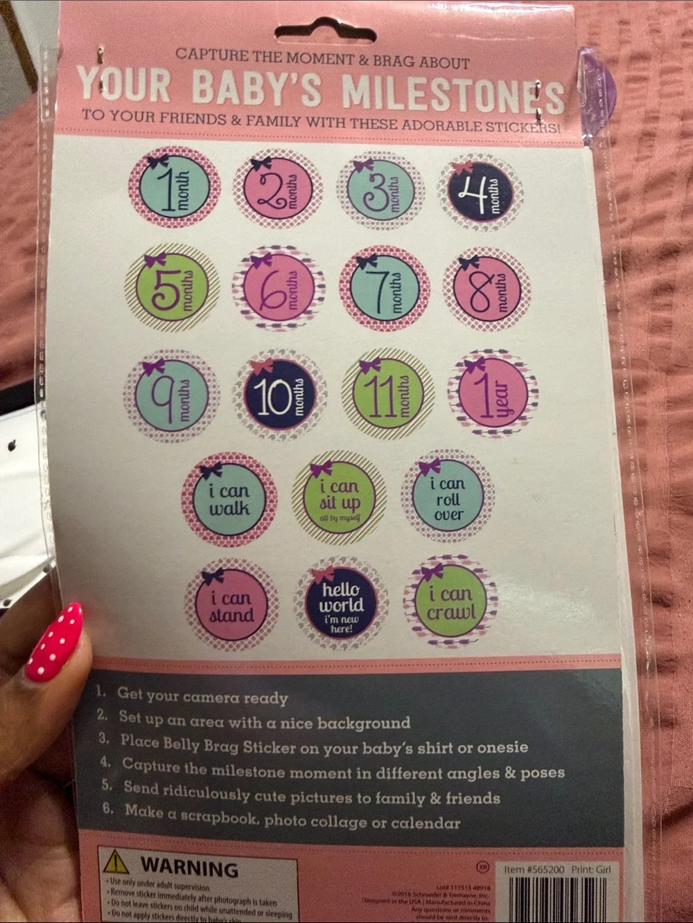 BABY BUNDLE Belly Brags Pink Monthly Milestone Stickers - Baby Photo Stickers
